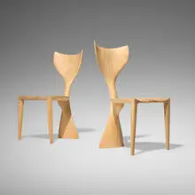Michael Coffey, Whaleback chairs, pair, 1990 / 1993, laminated and sculpted maple