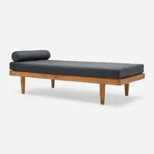 Daybed by George Nakashima, 1958, walnut, upholstery, sold Jun 2025
