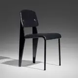 Jean Prouvé, Metropole chair, model 306, c. 1952, lacquered sheet steel, vinyl, aluminum, rubber