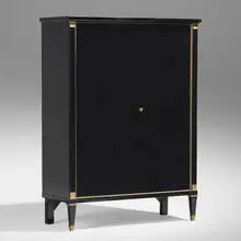 Jacques Quinet, Cabinet, c. 1955, lacquered wood, mahogany, oak, brass