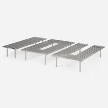 Untitled (The Future will be Chrome) I.O.U. benches, set of three by Rirkrit Tiravanija, 2012, mirror polished stainless steel, sold Jun 2025