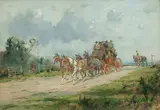 George Wright, 'Coach and Four', oil on canvas