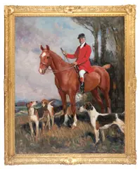 Frederick Whiting, Portrait of Robert Henry Harries, MFH 1902 - 1914, Carmarthenshire Hunt, oil on canvas