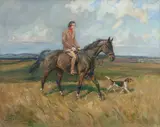 Rolline Pardoe on her horse (mother of vendor) by Ri Lionel Dalhousie Robertson Edwards, oil on board, sold May 2017