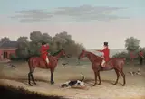 Snr Benjamin Herring, A Master and Huntsman outside Kennels, oil on canvas