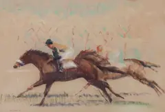 A Stride Past The Post by John Rattenbury Skeaping Ra, pastel, sold May 2017
