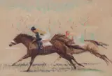 John Rattenbury Skeaping Ra, A Stride Past The Post, pastel