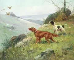 Eugène Petit, A study of gun dogs, oil on canvas