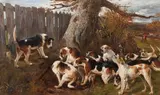 Rba John Sargent Noble, Hunting Hounds, oil on canvas