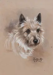 'Vixen' by Reuben Ward Binks, watercolour on buff paper, sold May 2017