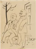 George Grosz, Pensionäre, 1924, Tusche auf dünnem Papier
