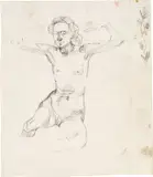 Ferdinand Hodler, Erwachende (Studie zu „Der Tag“), 1899, Bleistift (quadriert) auf Papier