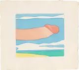 Tom Wesselmann, Seascape Penis, 1978, Bleistift und Acryl über Prägedruck auf Velin