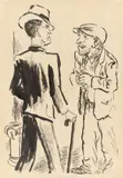 George Grosz, Herr und Bettler, Tusche und Tuschfeder auf festem Papier