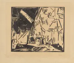 Lyonel Feininger, Windmühle, 1919, Holzschnitt auf grauem Chinabütten