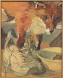 Johannes Grützke, Ohne Titel (Fuchs und Turnschuh), 2003, Öl auf Leinwand