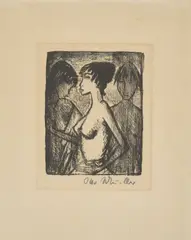Mädchen-Halbakt im Profil (vor einem Bild) by Otto Mueller, 1922, Lithografie auf Japan, sold Nov 2025