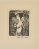 Otto Mueller, Mädchen-Halbakt im Profil (vor einem Bild), 1922, Lithografie auf Japan