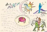 Letter to Martin Neuffer by Niki de Saint Phalle, 1976, Brief mit Aquarell, Tinte, Buntstift, Kugelschreiber und Pastellkreide über Offestdruck auf festem Papier, sold May 2014