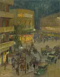 Otto Antoine, Potsdamer Platz bei Nacht, 1929, Öl auf Leinwand