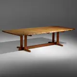 Mira Nakashima, Frenchman's Cove II dining table, 1994, bubinga, sycamore, cherry