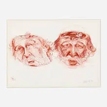 Robert Carston Arneson, Double Head Bath, 1977, conte crayon
