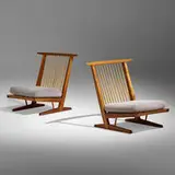 Mira Nakashima, Conoid Cushion lounge chairs, pair