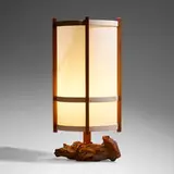 George Nakashima, Table lamp, 1986, American black walnut root, holly, fiberglass