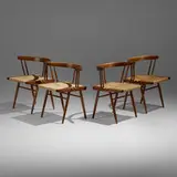 Grass-Seated chairs, set of four by George Nakashima, 1957, American black walnut, sea grass cord, sold May 2022