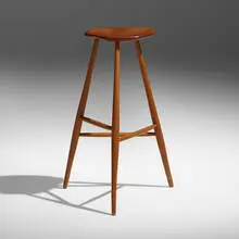 Stool by Wharton Esherick, 1952, cherry, sold May 2022