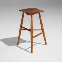 Stool by Wharton Esherick, 1960, walnut, ash, sold May 2022
