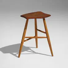 Stool by Wharton Esherick, 1953/1964, walnut, ash, sold May 2022