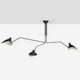 Serge Mouille, Suspension à trois bras pivotants, c. 1958, enameled aluminum and steel, brass