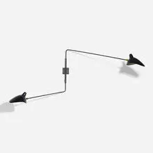 Appliqué simple à deux bras by Serge Mouille, 1954, enameled steel and aluminum, brass, sold May 2022
