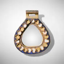 Wall mirror by Les Argonautes, c. 1960, glazed stoneware, mirrored glass, sold Jun 2025