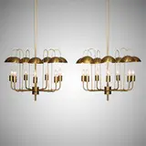 Hans Agne Jakobsson, Chandeliers model 1498/7, pair, c. 1965, brass