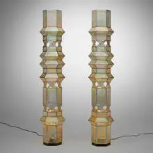 Fabien Cappello, Floor lamps from the City Lights series, pair, 2013, nickel-plated steel, lacquered steel