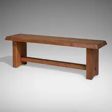 Pierre Chapo, Bench, model S14A, c. 1980, oak, steel