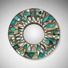 Vallauris, Wall mirror, c. 1965, glazed stoneware, mirrored glass