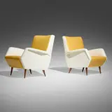 Gio Ponti, Lounge chairs model 803, pair, 1954, leather, walnut