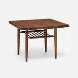 Occasional table by George Nakashima, 1963, American black walnut, hickory, rosewood, sold Jun 2025