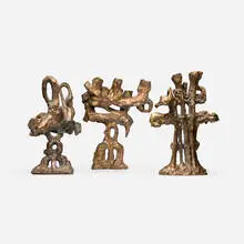 Catherine Val, Candelabrum, set of three, c. 1995, bronze