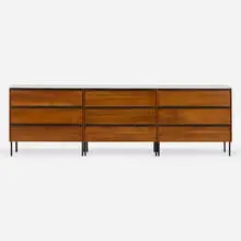 Norman Cherner, Studio Group cabinet, c. 1954, laminate, walnut, enameled steel