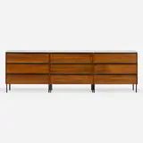 Norman Cherner, Studio Group cabinet, c. 1954, laminate, walnut, enameled steel