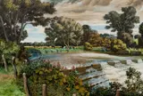 Bernard Venables, Mr Crabtree Goes Fishing, Barcombe Mills, oil on canvas