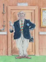 Hugh Dodd, The Secretary Caricature of the secretary of Muirfield Golf Club., watercolour