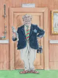 Hugh Dodd, The Secretary Caricature of the secretary of Muirfield Golf Club., watercolour