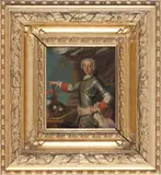 Louis Gabriel Blanchet, Three-quarter length portrait of Prince Charles Edward Stuart, the 'Young Pretender' wearing armour, oil on copper