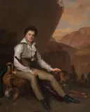 Firmin Massot, Portrait of John Campbell, 5th Earl and 2nd Marquess of Breadalbane, seated in a mountainous landscape, oil on canvas