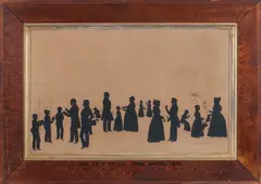 Auguste Edouart, School Room of the Old Orphan Hospital 1830, cut paper silhouette on buff paper